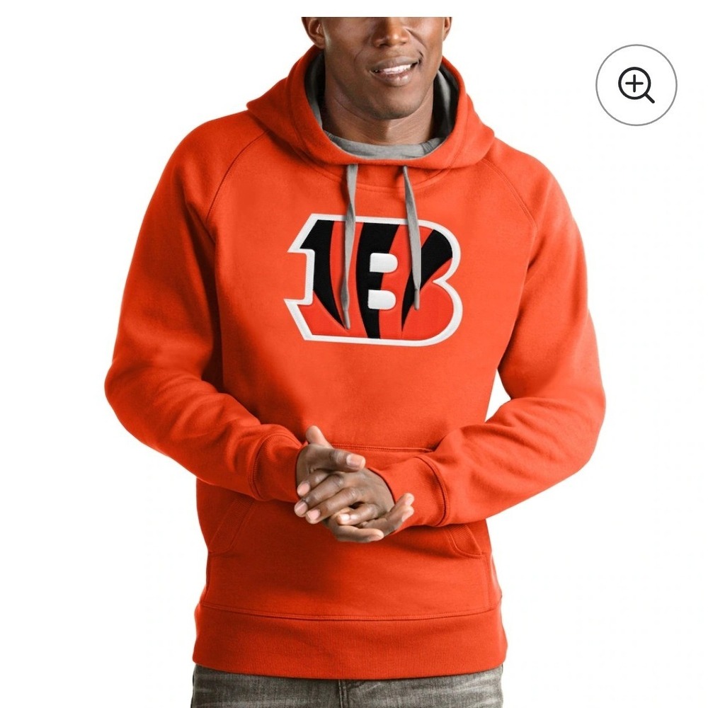 Antigua Cincinnati Bengals Hoodie Mens 3XL Orange Pullover Sweatshirt NFL Logo